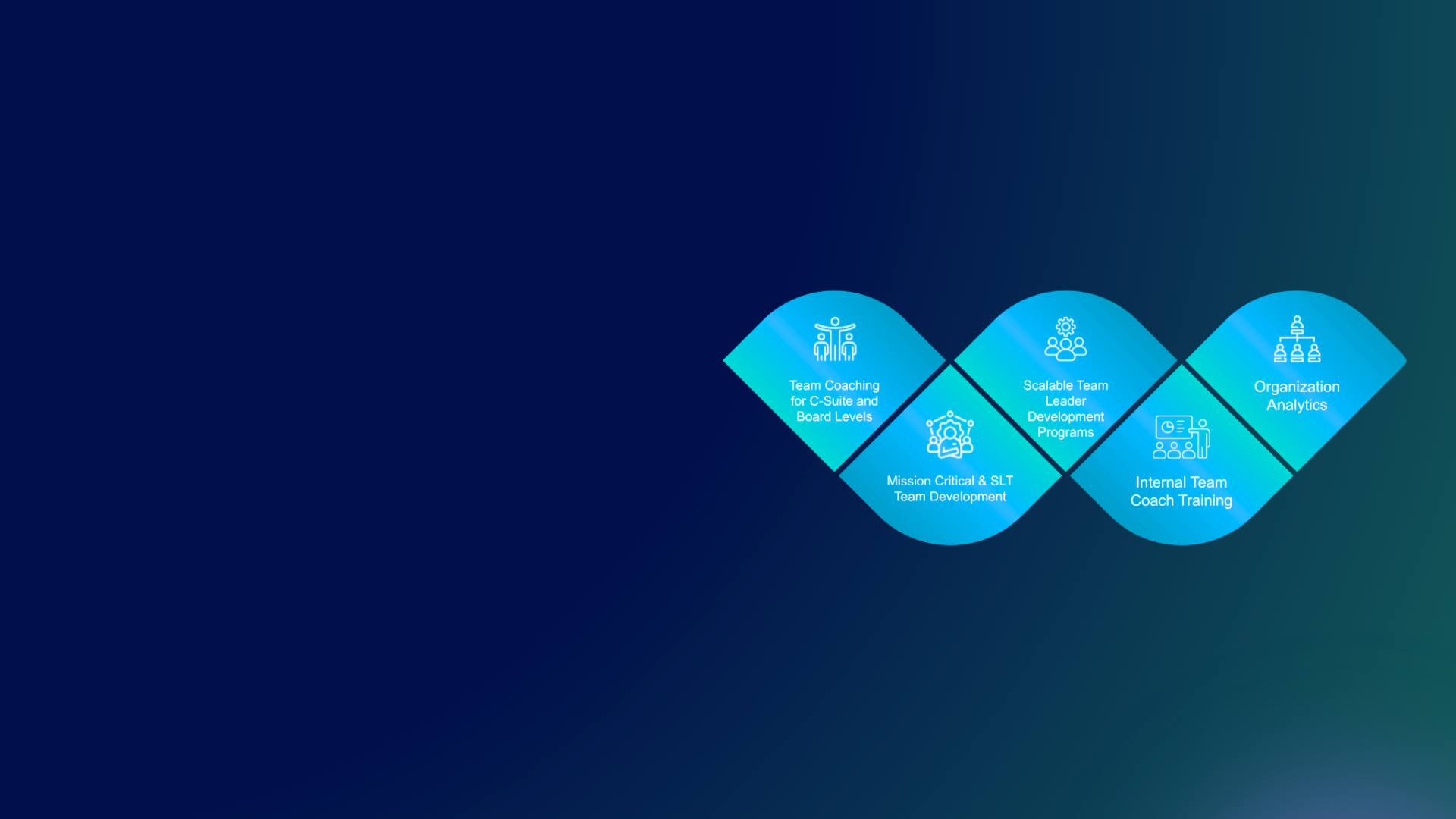 Team Coaching for C-Suite and Board Levels Scalable Team Leader Development Programs Organization Analytics Mission Critical & SLT Team Development Internal Team Coach Training (2)